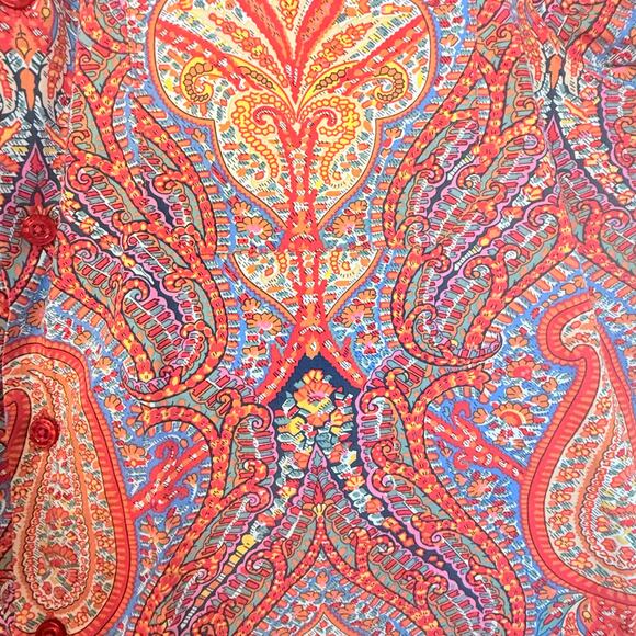 Vtg Le Jean de Marithe + Francois Girbaud Orange Paisley Button Up Shirt Size XL - Picture 7 of 9